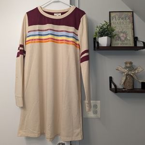 Umgee Colorblock Rainbow Stripe Shirt Dress
